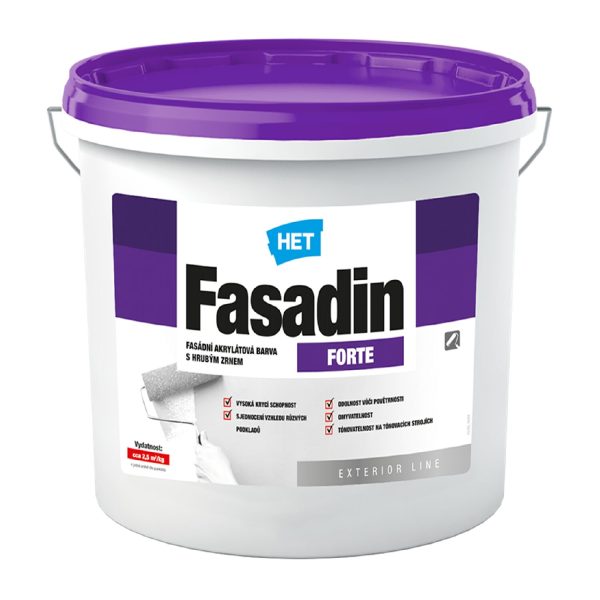 HET Fasadin FORTE biela umývateľná fasádna akrylátová farba s hrubým zrnom