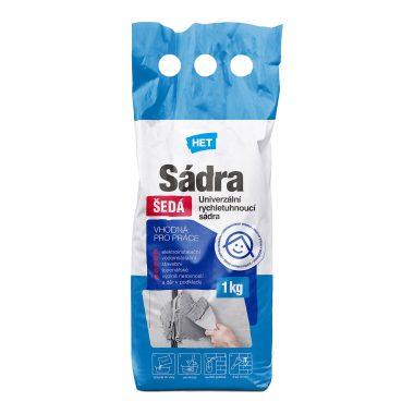 HET Sadra ŠEDÁ univerzálna stavebná sadra na stenu
