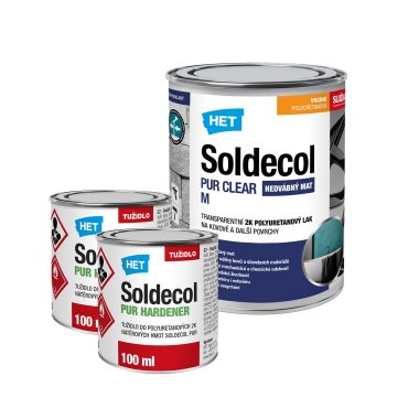 HET Soldecol PUR CLEAR M transparentný 2K polyuretánový matný lak na kovové a nekovové povrchy