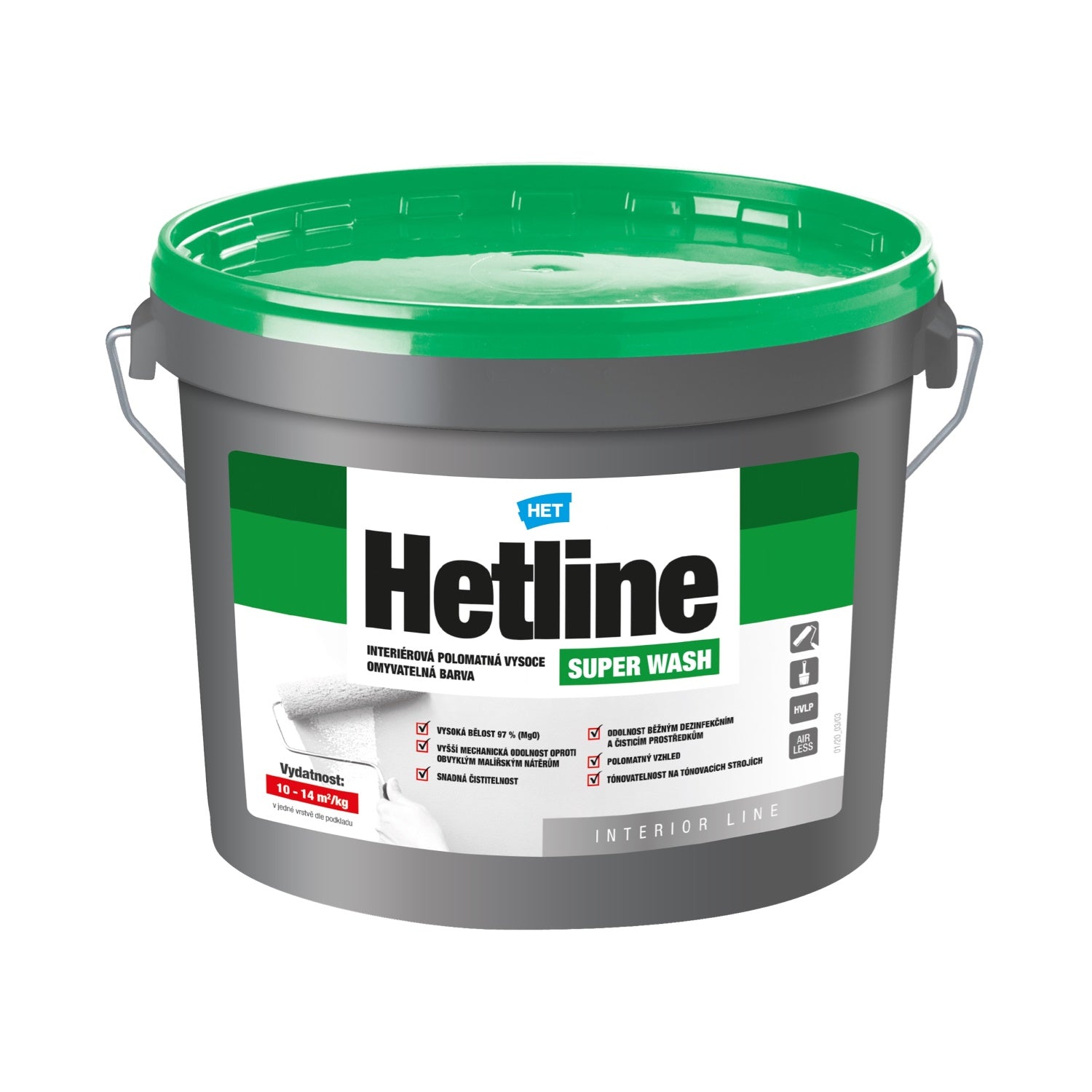 HET Hetline SUPER WASH biela interiérová umývateľná farba na stenu – Obrázok 4