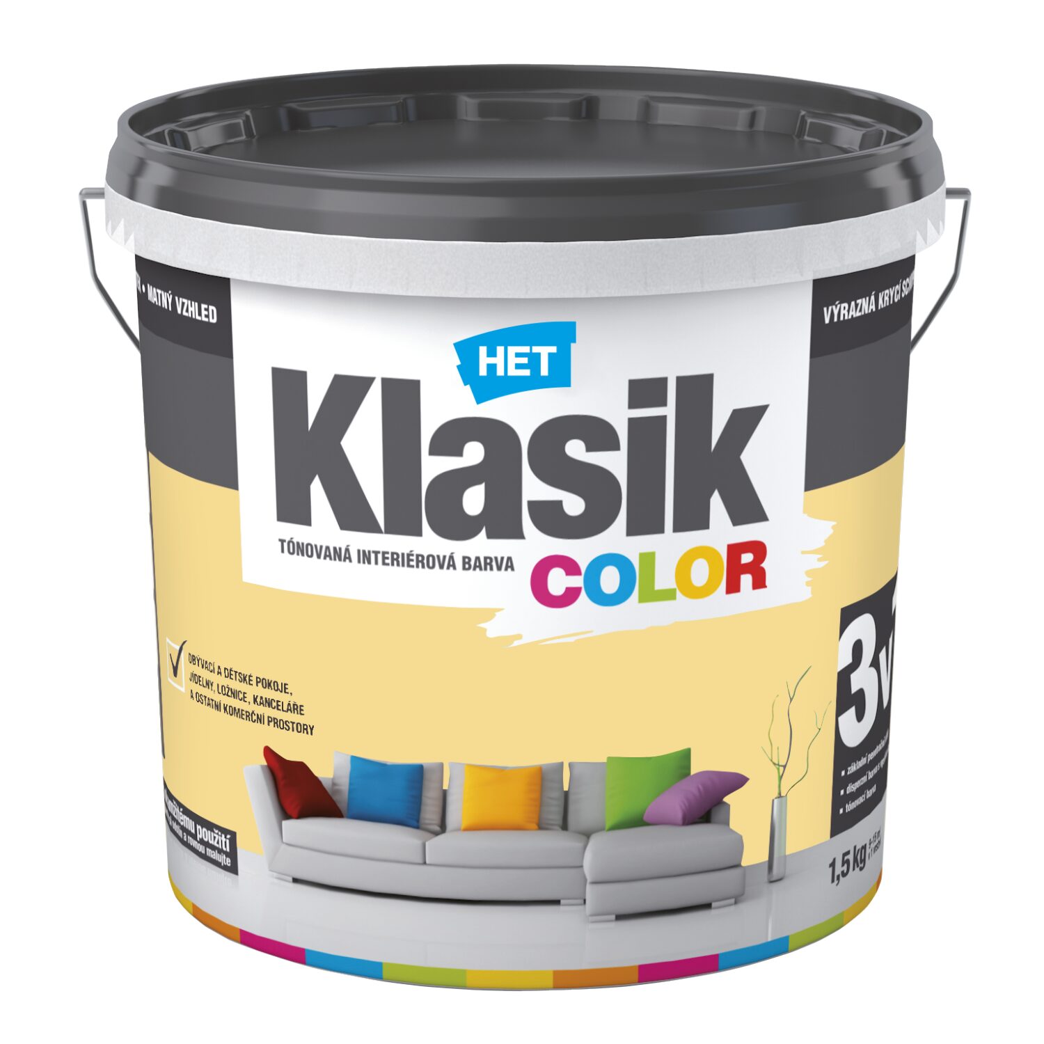 HET Klasik COLOR tónovaná interiérová akrylátová disperzná farba na stenu – Obrázok 30
