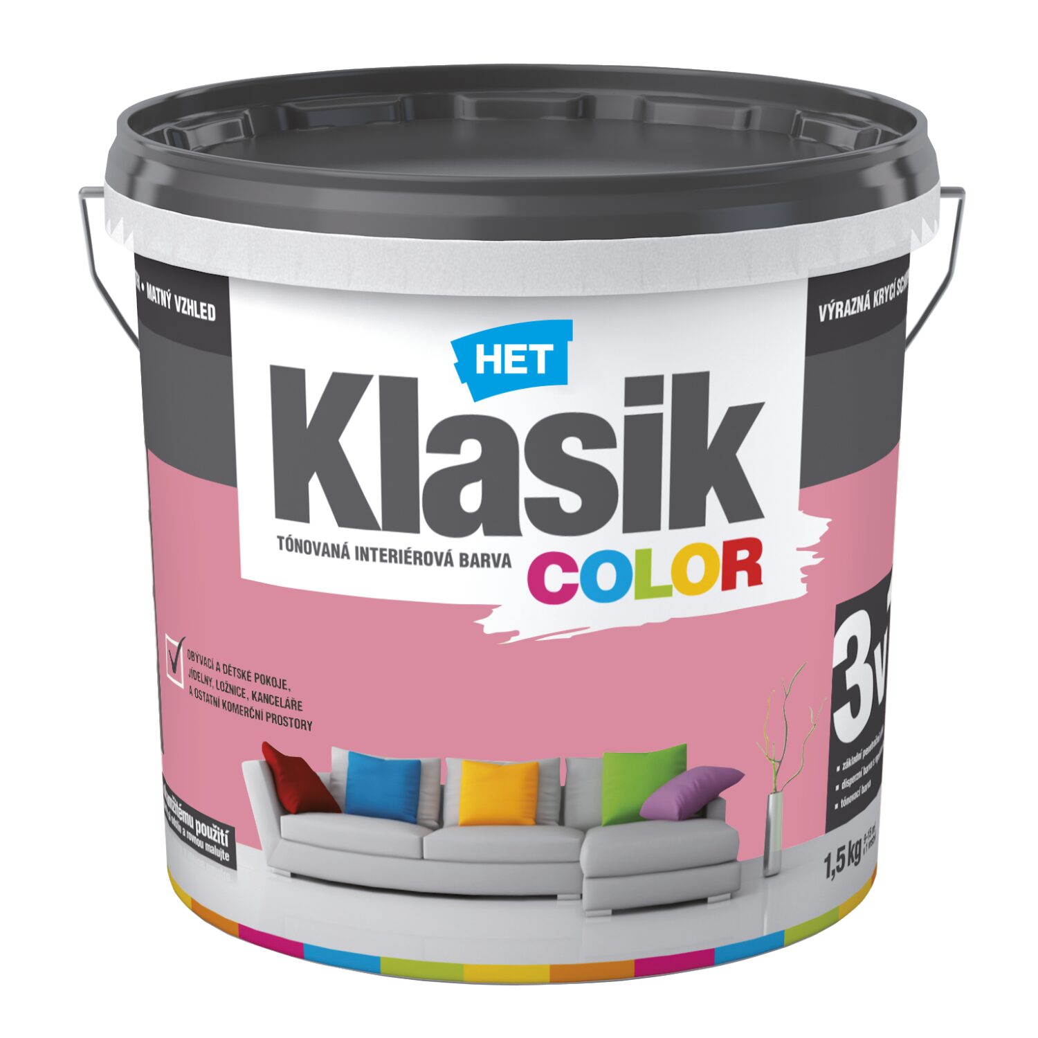HET Klasik COLOR tónovaná interiérová akrylátová disperzná farba na stenu – Obrázok 36