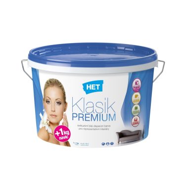 HET Klasik PREMIUM biela interiérová akrylátová farba na stenu