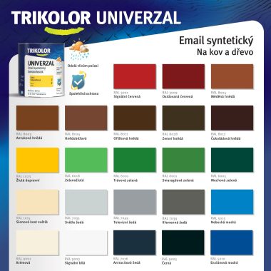 TRIKOLOR UNIVERZAL Email univerzálna vrchná syntetická farba na kov a drevo